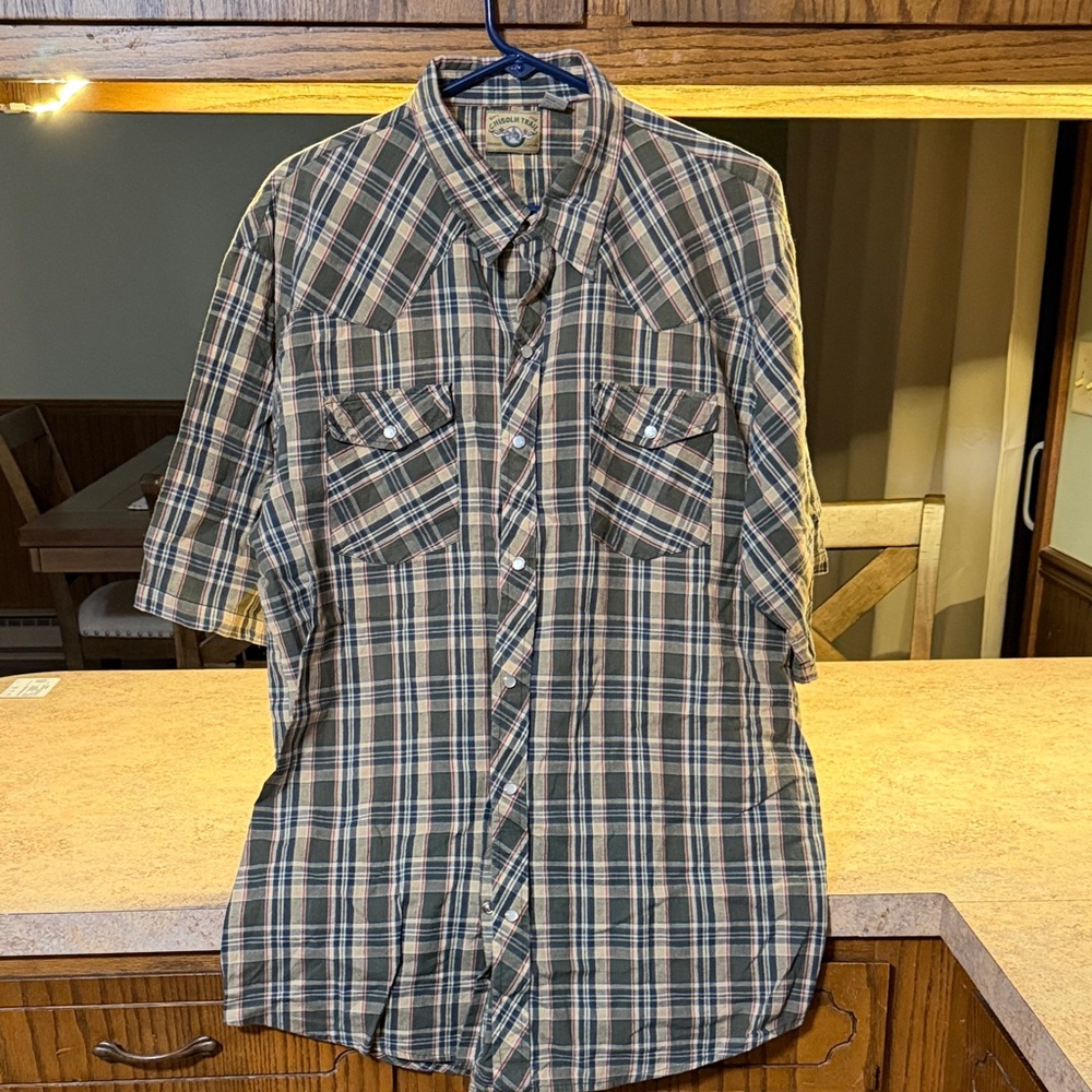 Plaid Short Sleeve Button-Up Shirt